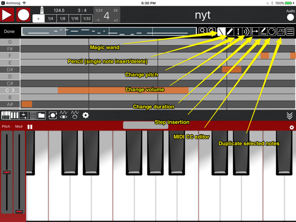 The Piano Roll editor