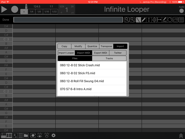 Importing from MIDI files